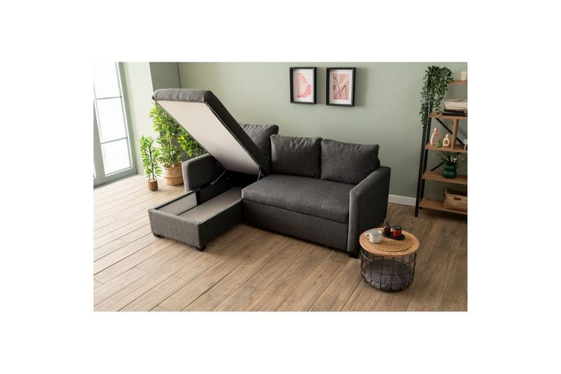 Tareen Soffa med Divan 3-sits - Mörkgrå - Möbler - Soffa - Bäddsoffa - Bäddsoffa divan