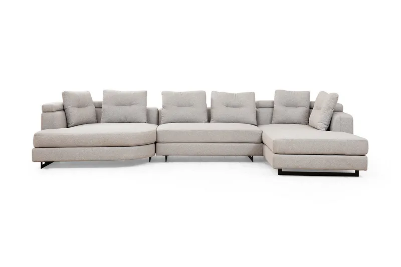 Tekawa Soffa m. Divan 4-sits, Ljusgrå