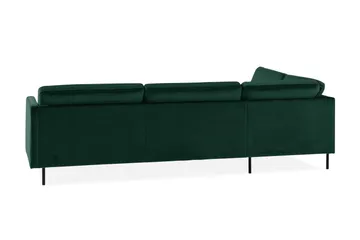 Teodin 2,5-sits Sammetssoffa med Schäslong Vänster - Grön - Möbler - Soffa - Divansoffor & schäslongsoffa