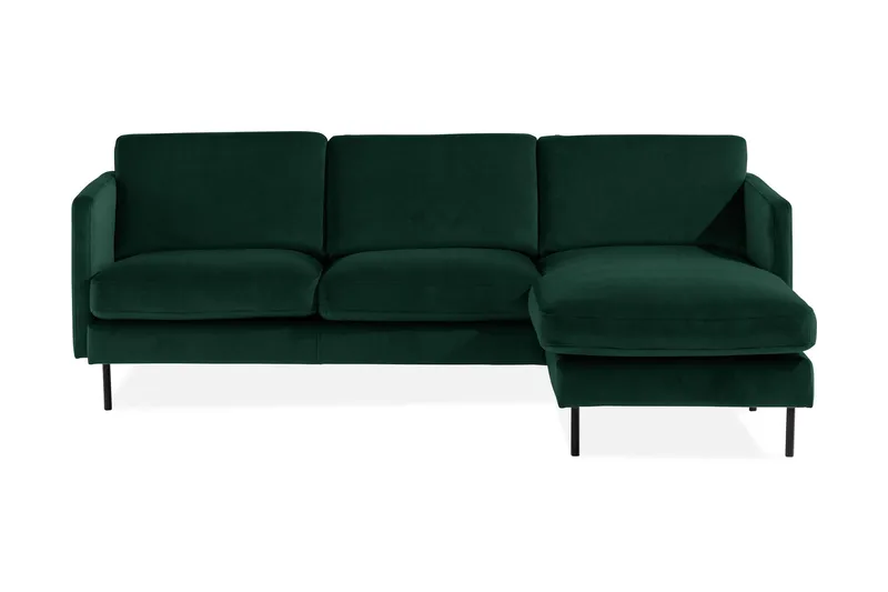 Teodin Sammetssoffa 2-sits med Divan Höger - Grön - Möbler - Soffa - Divansoffor & schäslongsoffa