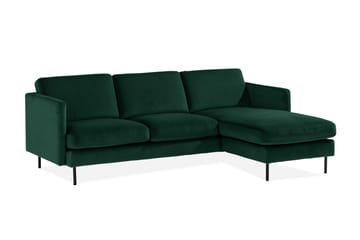 Teodin Sammetssoffa 2-sits med Divan Höger - Grön - Möbler - Soffa - Divansoffor & schäslongsoffa