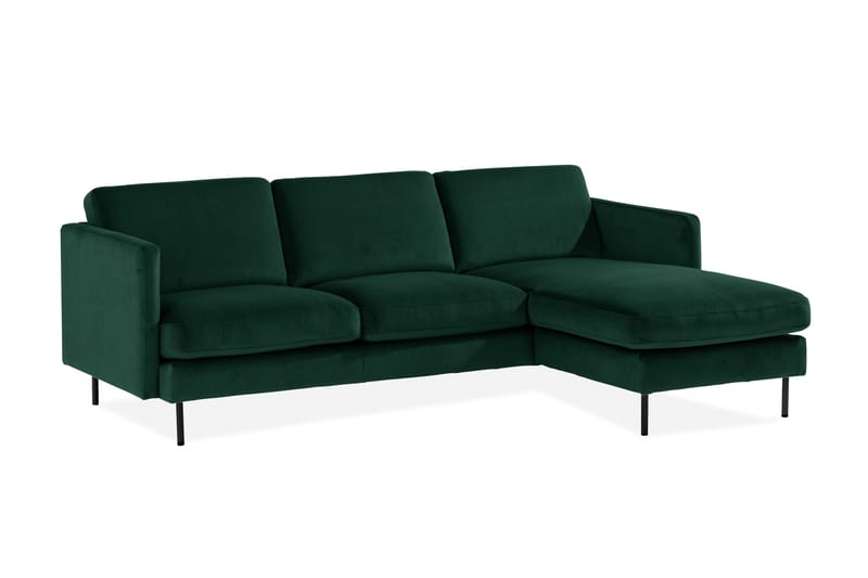 Teodin Sammetssoffa 2-sits med Divan Höger - Grön - Möbler - Soffa - Divansoffor & schäslongsoffa