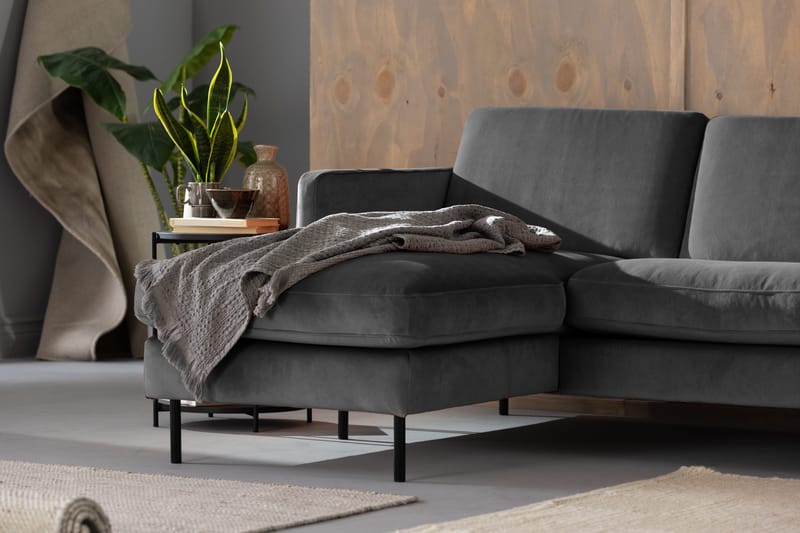 Teodin Sammetssoffa 2-sits med Divan Vänster - Ljusgrå - Möbler - Soffa - Divansoffor & schäslongsoffa