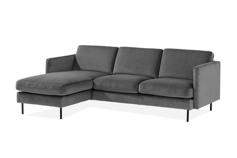 Teodin Sammetssoffa 2-sits med Divan Vänster - Ljusgrå - Möbler - Soffa - Divansoffor & schäslongsoffa