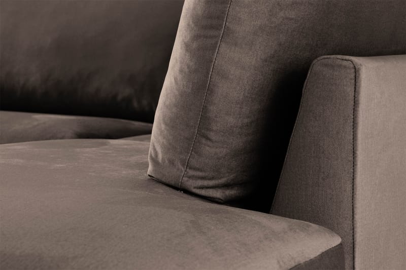 Trend 4-sits Högervänd L-formad Schäslongsoffa i Sammet - Brun - Möbler - Soffa - Divansoffor & schäslongsoffa
