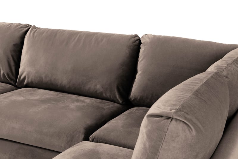 Trend 4-sits Högervänd L-formad Schäslongsoffa i Sammet - Brun - Möbler - Soffa - Divansoffor & schäslongsoffa