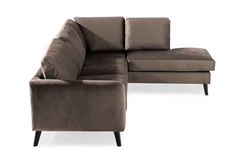 Trend 4-sits Högervänd L-formad Schäslongsoffa i Sammet - Brun - Möbler - Soffa - Divansoffor & schäslongsoffa