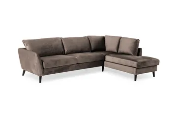 Trend 4-sits Högervänd L-formad Schäslongsoffa i Sammet - Brun - Möbler - Soffa - Divansoffor & schäslongsoffa