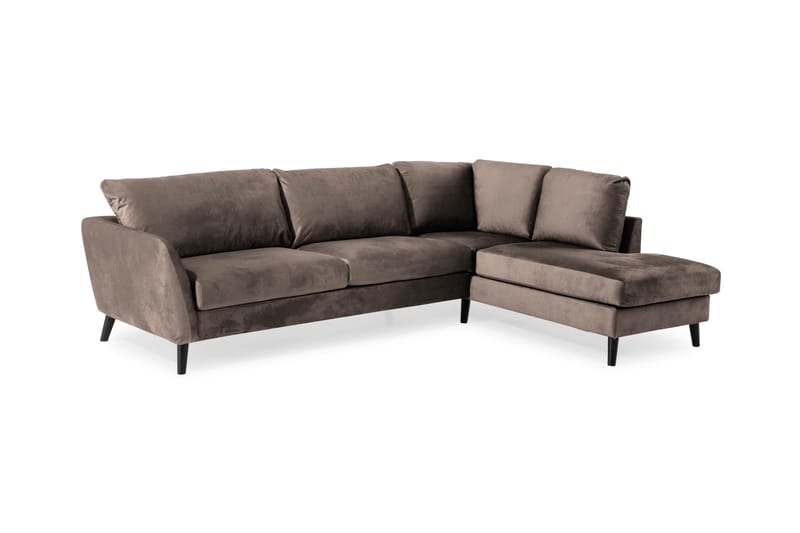 Trend 4-sits Högervänd L-formad Schäslongsoffa i Sammet - Brun - Möbler - Soffa - Divansoffor & schäslongsoffa