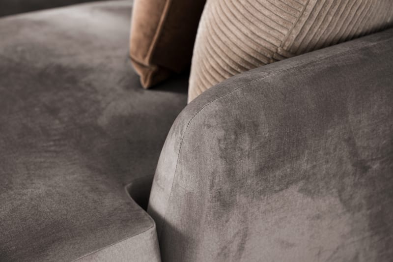 Trend 4-sits Högervänd L-formad Schäslongsoffa i Sammet - Brun - Möbler - Soffa - Divansoffor & schäslongsoffa
