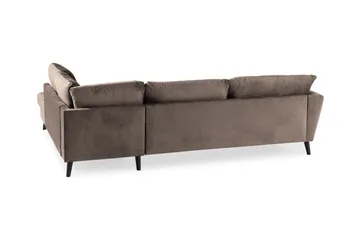 Trend 4-sits Högervänd L-formad Schäslongsoffa i Sammet - Brun - Möbler - Soffa - Divansoffor & schäslongsoffa