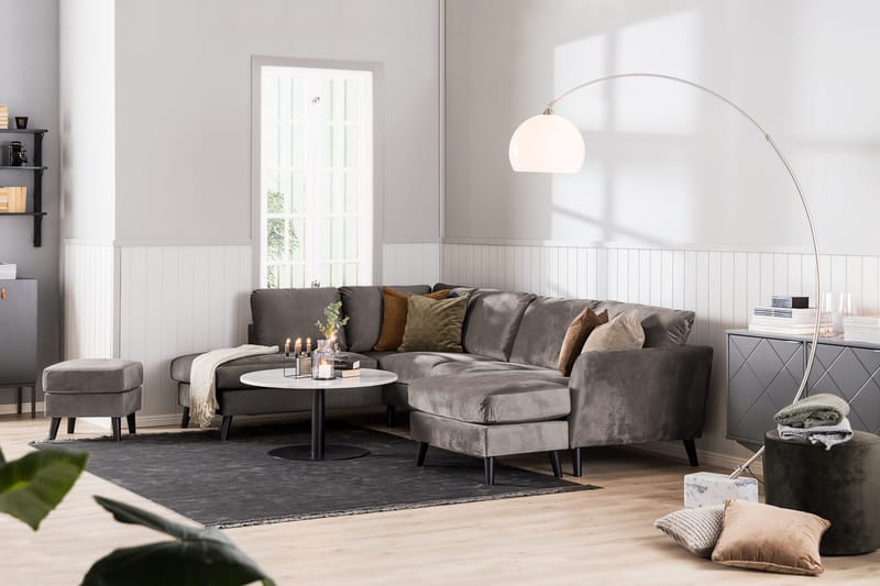 Trend 4-sits Högervänd L-formad Schäslongsoffa i Sammet - Brun - Möbler - Soffa - Divansoffor & schäslongsoffa