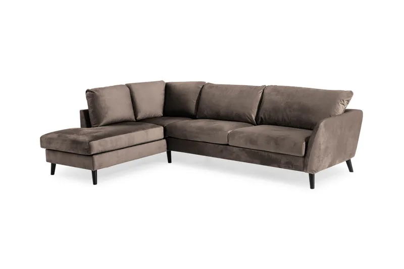 Trend 4-sits Vänstervänd L-formad Schäslongsoffa i Sammet - Brun - Möbler - Soffa - Divansoffor & schäslongsoffa