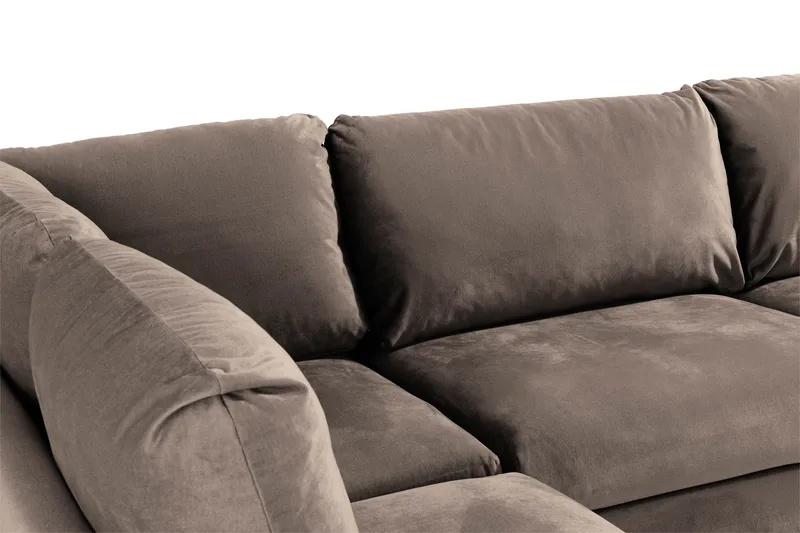 Trend 4-sits Vänstervänd L-formad Schäslongsoffa i Sammet - Brun - Möbler - Soffa - Divansoffor & schäslongsoffa