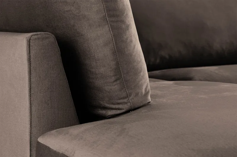 Trend 4-sits Vänstervänd L-formad Schäslongsoffa i Sammet - Brun - Möbler - Soffa - Divansoffor & schäslongsoffa