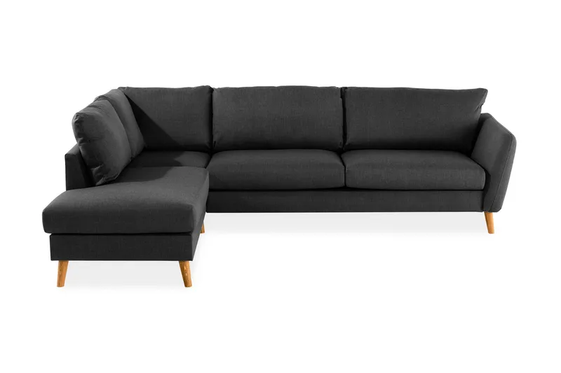 Trend 4-sits Vänstervänd L-formad Schäslongsoffa i Tyg, Svart