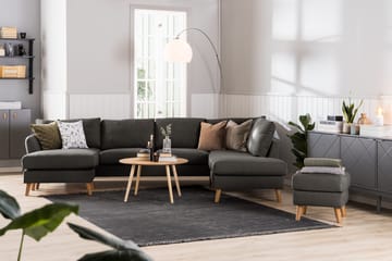Trend 4-sits Vänstervänd L-formad Schäslongsoffa i Tyg - Svart - Möbler - Soffa - Divansoffor & schäslongsoffa