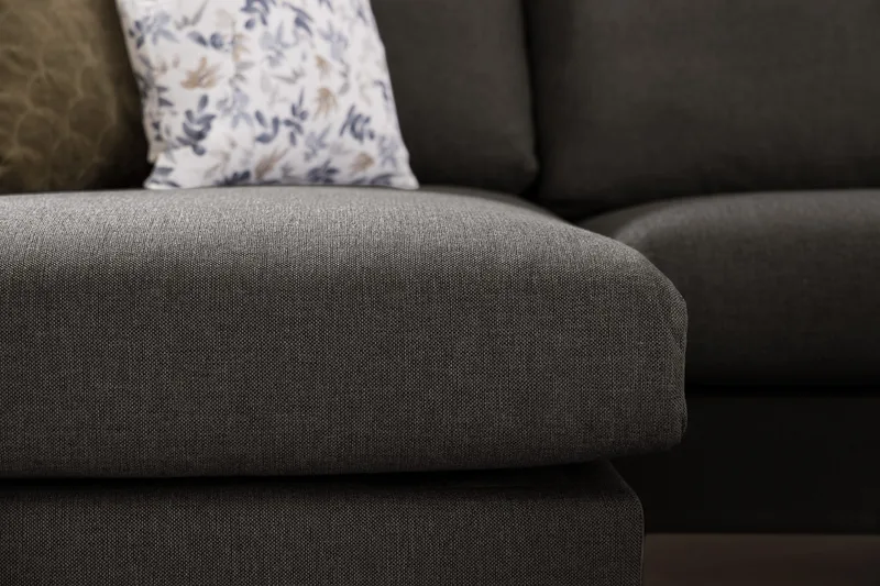 Trend 4-sits Vänstervänd L-formad Schäslongsoffa i Tyg - Svart - Möbler - Soffa - Divansoffor & schäslongsoffa