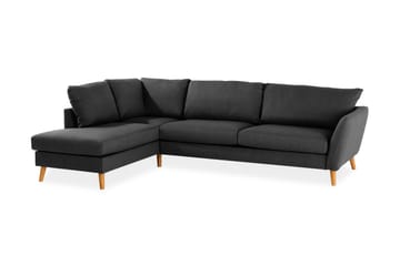Trend 4-sits Vänstervänd L-formad Schäslongsoffa i Tyg - Svart - Möbler - Soffa - Divansoffor & schäslongsoffa