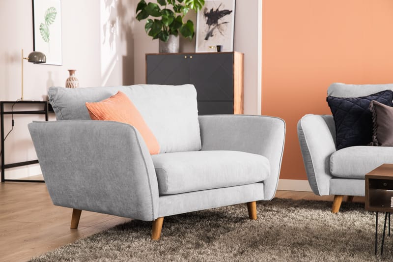 Trend Lyx 3-sits Högervänd L-formad Divansoffa i Tyg - Ljusgrå - Möbler - Soffa - Divansoffor & schäslongsoffa