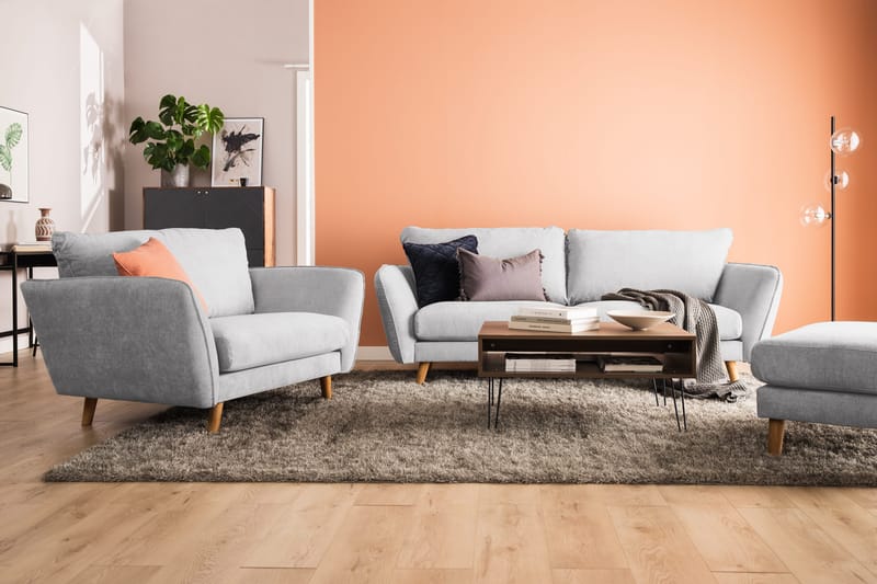 Trend Lyx 3-sits Högervänd L-formad Divansoffa i Tyg - Ljusgrå - Möbler - Soffa - Divansoffor & schäslongsoffa