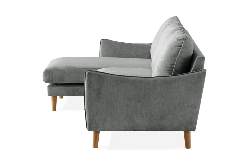 Trend Lyx 3-sits Vänstervänd L-formad Divansoffa i Tyg - Grå - Möbler - Soffa - Divansoffor & schäslongsoffa