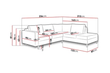 Truro 8-sits Soffa Vänster - Svart - Möbler - Soffa - Divansoffor & schäslongsoffa