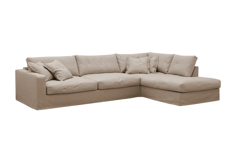 Valencia Extra Djup 4-sits Soffa med Schäslong Höger - Ljusbrun - Möbler - Soffa - Divansoffor & schäslongsoffa