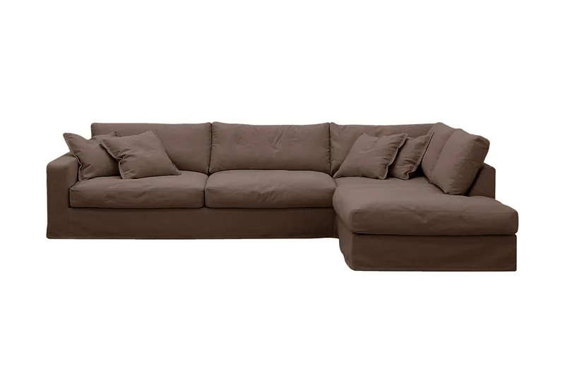 Valencia Extra Djup 4-sits Soffa med Schäslong Höger - Mörkbrun - Möbler - Soffa - Divansoffor & schäslongsoffa