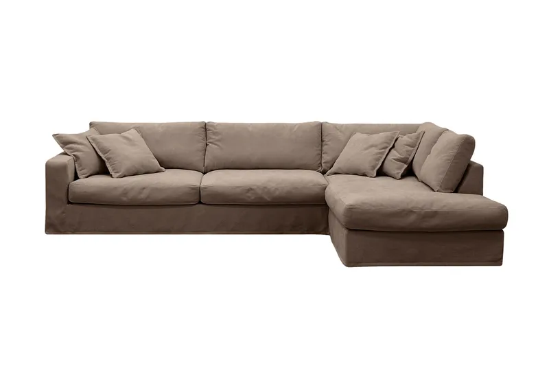Valencia Extra Djup 4-sits Soffa med Schäslong Höger - Mörkbrun - Möbler - Soffa - Divansoffor & schäslongsoffa