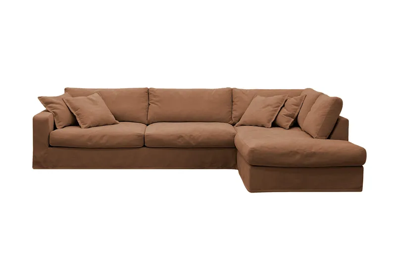 Valencia Extra Djup 4-sits Soffa med Schäslong Höger - Rostbrun - Möbler - Soffa - Divansoffor & schäslongsoffa