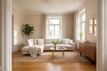 Valencia Extra Djup 4-sits Soffa med Schäslong Vänster - Beige - Möbler - Soffa - Divansoffor & schäslongsoffa