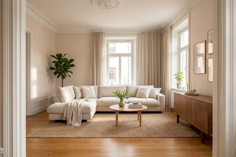Valencia Extra Djup 4-sits Soffa med Schäslong Vänster - Beige - Möbler - Soffa - Divansoffor & schäslongsoffa