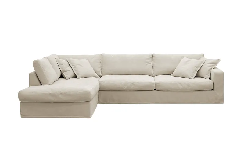 Valencia Extra Djup 4-sits Soffa med Schäslong Vänster - Beige - Möbler - Soffa - Divansoffor & schäslongsoffa