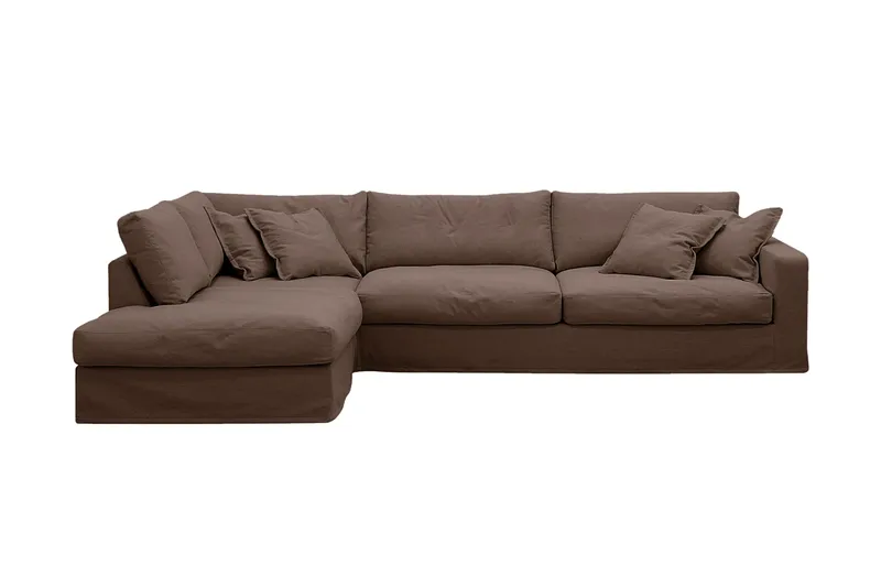 Valencia Extra Djup 4-sits Soffa med Schäslong Vänster - Mörkbrun - Möbler - Soffa - Divansoffor & schäslongsoffa