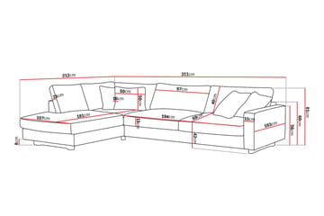 Valencia Extra Djup 4-sits Soffa med Schäslong Vänster - Offwhite - Möbler - Soffa - Divansoffor & schäslongsoffa