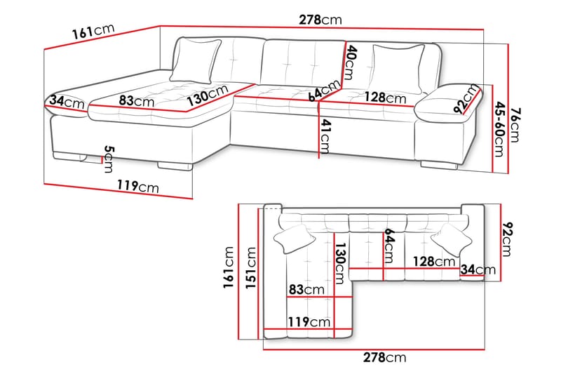 Vananda Soffa med Divan 3-sits - Gul - Möbler - Soffa - Bäddsoffa - Bäddsoffa divan