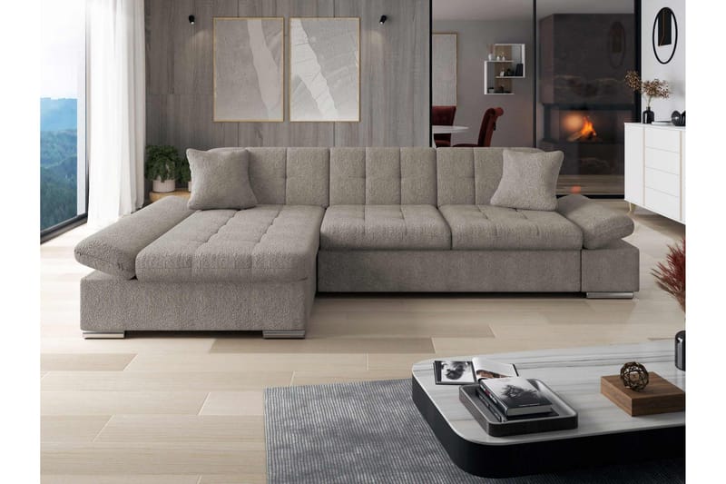 Vananda Soffa med Divan 3-sits i Bouclé - Grå - Möbler - Soffa - Divansoffor & schäslongsoffa