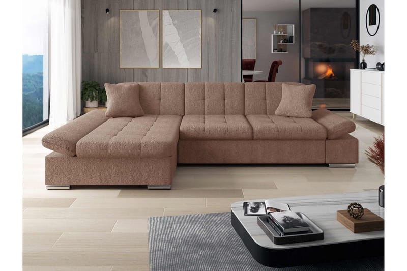 Vananda Soffa med Divan 3-sits i Bouclé - Rosa - Möbler - Soffa - Divansoffor & schäslongsoffa