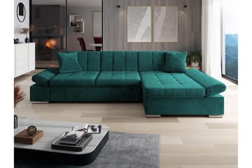 Vananda Soffa med Divan 3-sits i Chenille - Grön - Möbler - Soffa - Divansoffor & schäslongsoffa