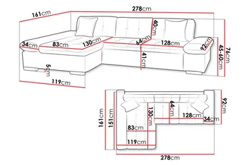 Vananda Soffa med Divan 3-sits i Konstläder - Vit/Grå - Möbler - Soffa - Divansoffor & schäslongsoffa