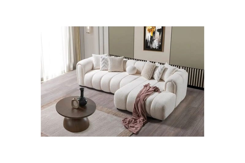 Varrel Soffa med Divan 3-sits - Vit - Möbler - Soffa - Divansoffor & schäslongsoffa