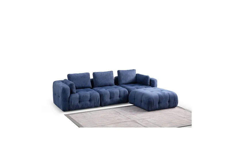 Yvara Soffa med Divan 4-sits, Blå