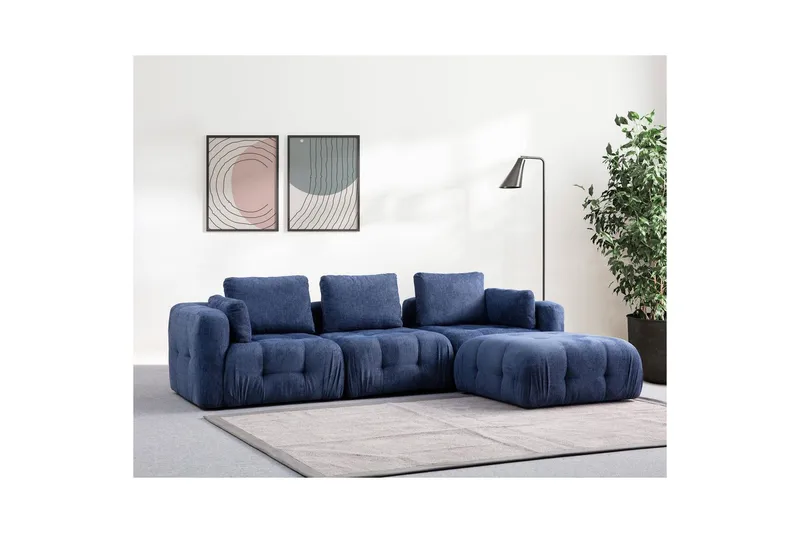 Yvara Soffa med Divan 4-sits - Blå - Möbler - Soffa - Modulsoffor - Komplett modulsoffa
