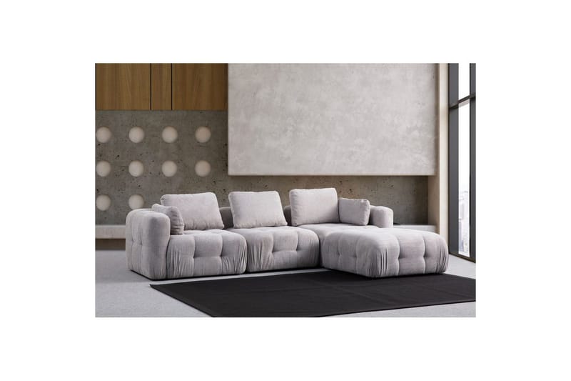 Yvara Soffa med Divan 4-sits - Ljusgrå - Möbler - Soffa - Modulsoffor - Komplett modulsoffa