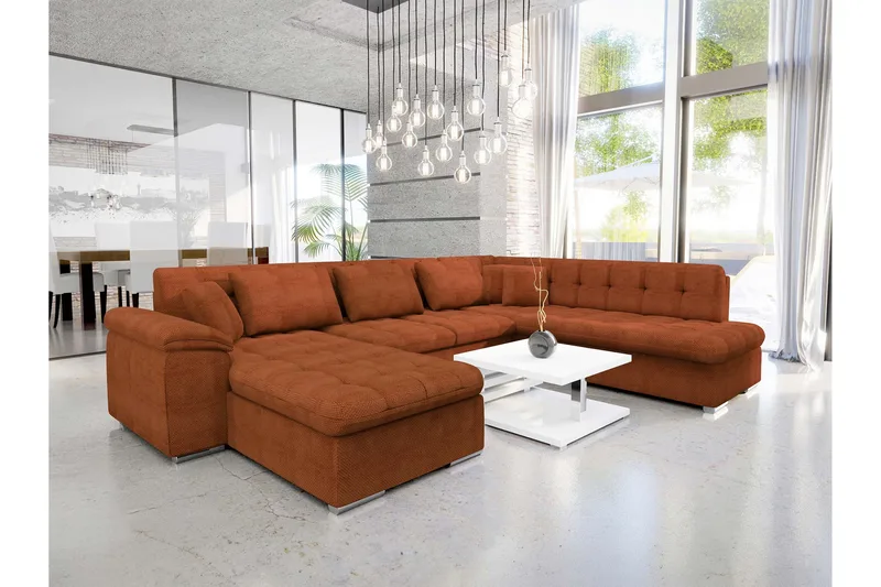 Dynir Soffa med Divan och Sch äslong 4-sits - Orange - Möbler - Soffa - U-soffa