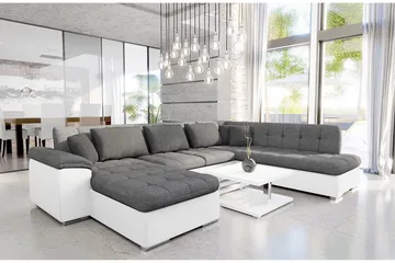 Dynir Soffa med Divan och Schäslong 4-sits - Vit/Grå - Möbler - Soffa - Skinnsoffor