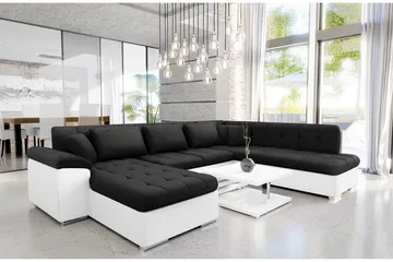 Dynir Soffa med Divan och Schäslong 4-sits - Vit/Svart - Möbler - Soffa - Skinnsoffor