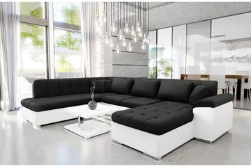 Dynir Soffa med Divan och Schäslong 4-sits - Vit/Svart - Möbler - Soffa - Skinnsoffor