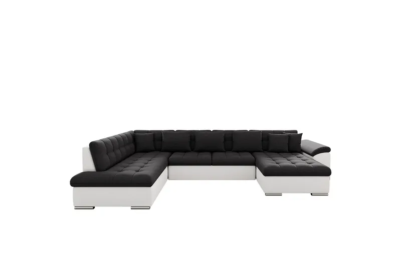 Dynir Soffa med Divan och Schäslong 4-sits, Vit/Svart